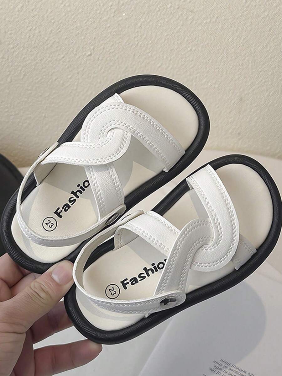 1 双儿童运动凉鞋，休闲软底男女款夏季沙滩拖鞋 - 白色 - 查看 1