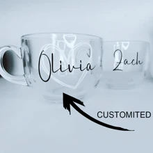 Personalised Glass Coffee Mug, Tea Mug, Office, Mother's Day, Father's Day, Hot Chocolate Gift Birthday Present Gift For Her Latte Mug Valentine's Day Gift - Mug- - View 1