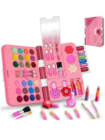 Estuche de maquillaje con forma de cuaderno para niñas - Cuando está cerrado es un cuaderno, cuando se abre es una paleta de maquillaje. Un juego de juego de roles y un regalo de cumpleaños feliz para niñas.