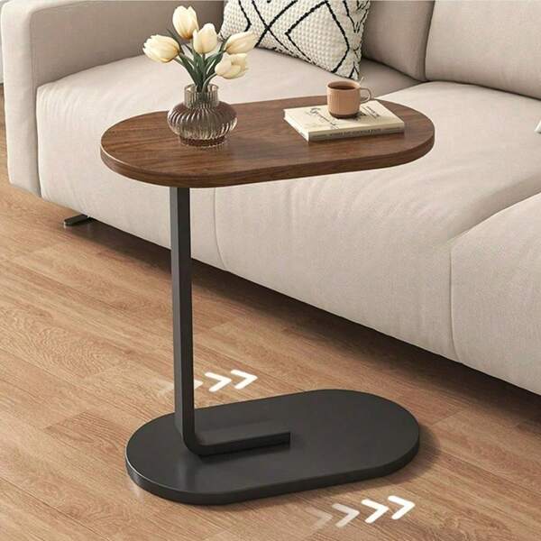 Beistelltisch, C-Form, mobiler Kaffeetisch, Laptoptisch, Sofatisch, Computer-Beistelltisch, 45 x 30 x 60 cm, Walnuss, für Wohnzimmer, Schlafzimmer