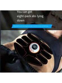 USB充电式腹肌刺激器，带LED数字显示屏的腹肌训练器，可同时刺激腹部和手臂肌肉 - 黑色 - 查看 3