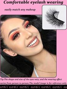 7 对自然睫毛，细长，交叉，自然假睫毛 15 毫米