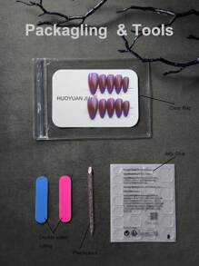 Nâng tầm phong cách của bạn với bộ 10 móng tay giả phủ toàn bộ hiện đại màu tím nâu gradient hạnh nhân thanh lịch tối giản bí ẩn tím và nâu Bắc Âu màu trơn Y2K phủ toàn bộ móng tay bằng acrylic dùng để dán hàng ngày cho phụ nữ và trẻ em gái kèm theo 1 dũa móng tay mini và 1 tờ keo dán - Màu tím - Xem 7