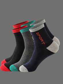 5/20 Pairs Men's Printed Sports Crew Neck Socks - Moisture-Wicking, Lightweight, Comfortable, And Soft, Suitable For All Seasons. - Multicolor - View 3