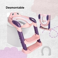 KIDDOS Asiento Entrenador Adaptador Para Baño Infantil Con Escalera - Rosa - Ver 3