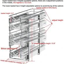 2 Tier Pull Out Cabinet Organizer (11" W X 18" D) Heavy-Duty Metal Sliding Drawer Shelf, Two Tier Pull Out Shelves For Kitchen Cabinets, Pantry, Bathroom, Chrome Finish