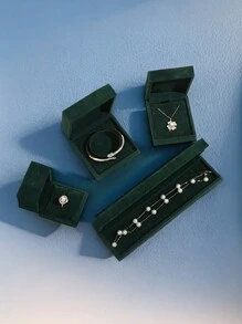 1pc Vintage Elegant Green Plant Flocked Jewelry Box, Multi-Functional Jewelry Storage Box - Multicolor - View 5