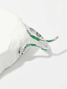 Vaerine 1pc Fashionable Classic Delicate Minimalist 925 Silver Zirconia Snake-Shaped Adjustable Ring Design For Women, Suitable For Date, Party, Show Charm, Gift