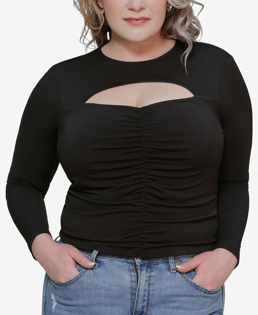 Plus Size Ruched Cutout Top | SHEIN USA