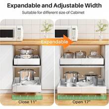Expandable Pull Out Cabinet Organizer -21" Deep Adhesive Slide Out Shelf, 1PC Adjustable Sliding Peel And Stick Pull Out Drawers No Drill Roll Out Shelf For Home Bathroom Pantry Base Organization 21"D X 19.7"W X 2.3"H