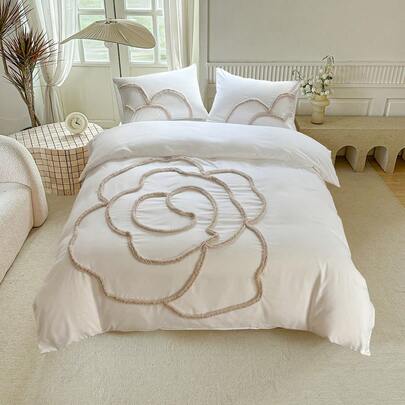 2/3pcs Floral Print Plush Polyester Duvet Cover Set, Minimalist Pastoral Style Bedding Set Suitable For All Seasons (1 Duvet Cover + 1/2 Pillow Shams)