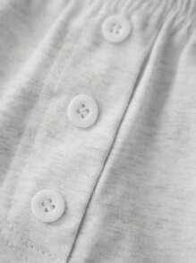 Pantalones cortos casuales de pijama de verano para mujer, shorts de estar en casa sueltos - Gris - Ver 7