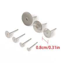 100pcs Classic Stainless Steel Flat Pearl Stud Earring Posts, Suitable For DIY Jewelry Making - Earrings - View 3