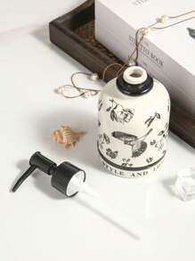 1pc Floral Ceramic Dispenser Bottle, Suitable For Home/Hotel, Bathroom Use, Refillable Bottle Back To School