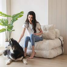 MAXYOYO Folding Sofa Bed, Convertible Sleeper Chair With Pillow Foldable Mattress With Back Support, Portable Fold Out Chair Bed Comfy Floor Sofa Lounge For Living Room Bedroom - 米色 - 查看 2