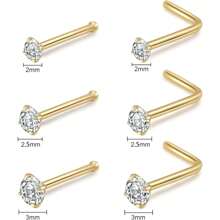 AVYRING 6PCS 18G 20G Stainless Steel Nose Ring,Hypoallergenic Nose Ring Studs Set L Shape Nose Studs Body Piercing Nose Hoop Ring For Women Men - 6-piece Nose Stud Set - View 6