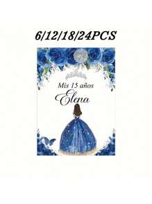 6/12/18/24 piezas Etiquetas personalizadas a prueba de agua para botellas, etiquetas de cumpleaños personalizadas con diseño de corona, regalos íntimos, opciones perfectas para familia y amigos, bodas, fiestas y eventos, regalos perfectos para cumpleaños, aniversarios, Día de San Valentín y otras ocasiones, artículos esenciales para bodas - Multicolor - Ver 13