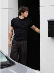 Men's Casual T-Shirt Slim Fit Basic Social Fashion - màu đen - Xem 7