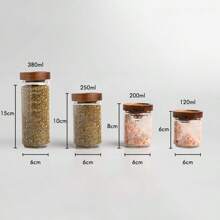 Barattolo di vetro rotondo con coperchio in legno di palo rosa, barattolo per conservare spezie/cumino da cucina