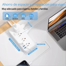 Multicontacto USB, Regleta Multicontacto Pared, Regleta de 4.9Ft/1,5 m, 8 Salidas, 2Puertos de Carga USB, 2Puerto Type-C, Conector múltiple, para el hogar, Oficina, Dormitorio - Blanco - Ver 8