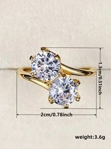 1 件华丽方晶锆石戒指，适合女士婚礼订婚派对珠宝情人节礼物、妈妈、母亲、母亲节、礼物 - 1# - 查看 9