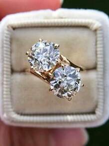 1 件华丽方晶锆石戒指，适合女士婚礼订婚派对珠宝情人节礼物、妈妈、母亲、母亲节、礼物 - 1# - 查看 15