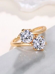 1 件华丽方晶锆石戒指，适合女士婚礼订婚派对珠宝情人节礼物、妈妈、母亲、母亲节、礼物 - 1# - 查看 7