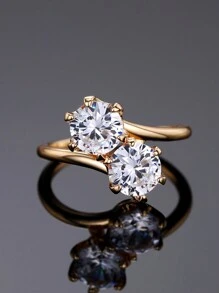 1 件华丽方晶锆石戒指，适合女士婚礼订婚派对珠宝情人节礼物、妈妈、母亲、母亲节、礼物 - 1# - 查看 3