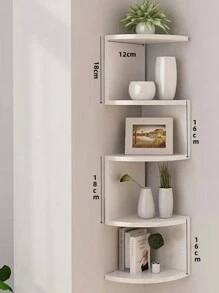 Esquinero Flotante De 5 Niveles Para Montar En La Pared,Estantería de esquina multicapa, estante flotante de esquina, organizador de pared, estantes con montaje en pared de fácil montaje en capas para dormitorios, baños, cocinas, oficinas, salas de estar, librería (1 pieza), decoración del hogar, decoración de habitación, decoración de pared - Blanco - Ver 9