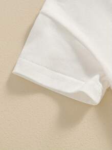 Ropa de verano para niña y niño del oeste, mono de manga corta con bordado de vaca de las Tierras Altas para recién nacidos, ropa bonita - Blanco - Ver 4
