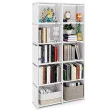 Cube Storage Unit Bookcase Shelf Double Row Modular Wardrobe Storage Organiser - White - View 2