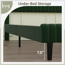 Bed Frame, Velvet Upholstered Bed Frame With Headboard And Footboard, Vertical Channel Tufted Headboard, White/ Black/ Pink/ Green/ Blue, Twin/ Full/ Queen/ King * Bed Frame Queen Queen Bed Frame Bed Frame Full Full Size Bed Frame King Size Bed Frame Twin Bed Frame Room Decor Home Decor Christmas Decor Bedroom Decor Valentine Day Decor Storage Living Room Decor Furniture House Decor - 綠色 - 查看 4