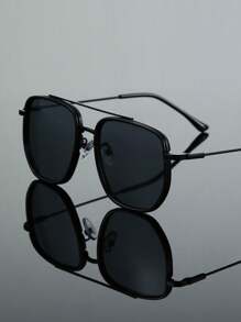 1pc Metal Pilot Frame Advanced Sense Unique Double Beam Design Vintage Elegant Shades Basics Fall Winter Fashion Eyeglasses For Driving Fishing Street Snap Street Business Suitable For All Face Shapes Decoration For Summer Beach Vacation,Outdoor,Travel - Multicolor - View 3