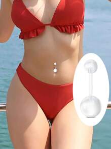 Plastic Pregnancy Belly Button Rings Long Bar Navel Rings For Maternity Sport Pregnant Women Flexible Clear Belly Piercing Retainer Different Length Bar And Balls For Replacement 12-32mm