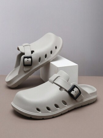 LEYFU 男士扣带透气镂空凉鞋，时尚透气设计，轻质 EVA 厚鞋底，适合室内外休闲穿着