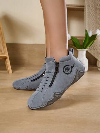 女士时尚新款拉链一脚蹬运动鞋，户外徒步登山鞋，八爪鱼英伦风休闲鞋，情侣休闲步行鞋