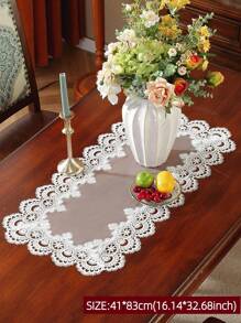 100% 涤纶面料，精致水溶镂空蕾丝双色流苏边餐垫，餐桌装饰，适用于厨房、书桌、茶几、梳妆台、客厅、卧室、庭院、室内外、露营、别墅、节日、派对、聚会、节日装饰、派对和婚礼装饰，1 件装 - 白色 - 查看 8