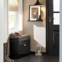 SoBuy 门厅鞋凳鞋架鞋柜带座垫和翻盖抽屉黑色宽75 x 深24 x 高51厘米 FSR82-L-SCH - 黑色 - 查看 4