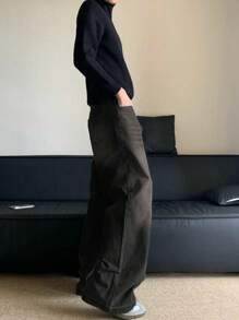 1pc Casual Fashion Versatile High-Quality Washed Distressed Men's Loose Wide-Leg Jeans (Product Does Not Include Belt And Accessories)