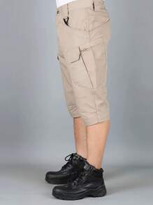 Men's Tactical Cargo Shorts - Summer Quick Dry Workout Shorts With Multi-Pockets, 100% Polyester, Non-Stretch Fabric - Màu Khaki - Xem 3