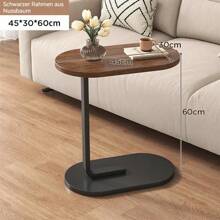Beistelltisch, C-Form, mobiler Kaffeetisch, Laptoptisch, Sofatisch, Computer-Beistelltisch, 45 x 30 x 60 cm, Walnuss, für Wohnzimmer, Schlafzimmer