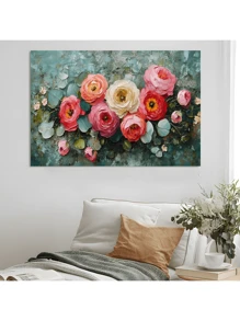 1pc Rose Bouquet Valentine's Day Wall Art Canvas Paintings Wooden Framed Canvas Painting -  Thickness 2.25cm/0.9inch,Home Gift Decoration, Room Decoration Aesthetic, Wall Decoration Art, Perfect Gift, Autumn And Winter Wall Decoration, Living Room Decoration, Bedroom Decoration, Kitchen Decoration, Entry Decoration, Bathroom Decoration, Direct Wall Painting, High Quality Wall Painting Poster