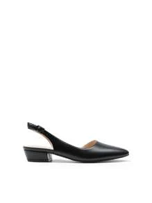 Womens Slingback Kitten Low Block Heels Pumps Closed Pointed Toe  Elegant Comfortable Dressy Pumps Wedding Casual Dress Shoes - 黑色 - 查看 4