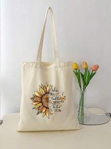 花朵字母印花图案轻便折叠购物袋，时尚休闲大容量手提包、单肩包，适合大学生存放返校用品、书籍、手机配件。男女旅行化妆品、购物收纳袋，送给妈妈、朋友、老师的礼物（多种图案可选）