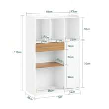 SoBuy Bookshelf With Drawers, Bookcase, Freestanding Shelf, Storage Shelf, Office Shelf, Filing Cabinet, Tall Cabinet, White, Approx. 72x110x30cm (WxHxD), STR11-WN - White - View 2