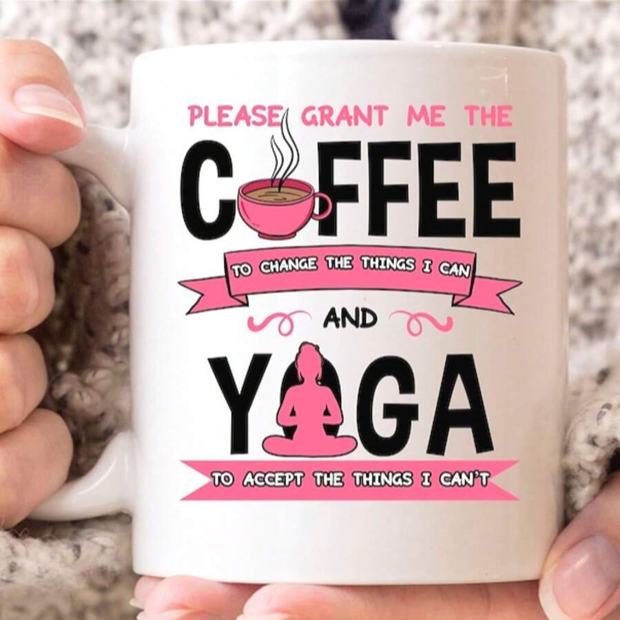 Please Grant Me Coffee And Yoga Mug, 11 Oz, Cute Namaste Gift Idea For Yoga Lover Teacher, Funny Yoga Mat Zen Meditation Coffee Cup Gift - White - View 1