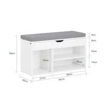 SoBuy FSR45-HG, Hallway Shoe Rack Shoe Cabinet Shoe Bench With Lift Up Bench Top And Seat Cushion, White - Grey - View 5