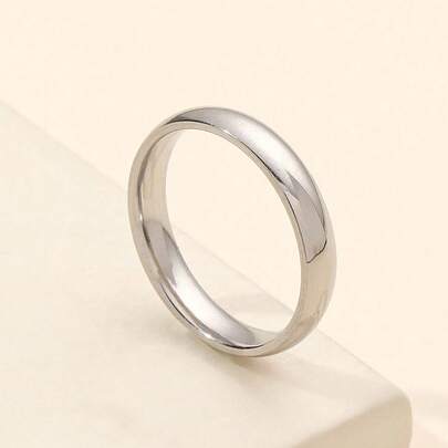 1 Stück minimalistischer, einfacher Ring aus Edelstahl in Silberfarbe