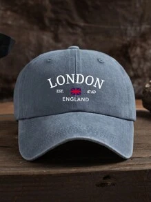 1 buc. șapcă de baseball spălată, unisex, în aer liber, ocazional, mărime reglabilă, steagul Londra și imprimeu cu litere, potrivită pentru ținuta zilnică - A - Vizualizare 17