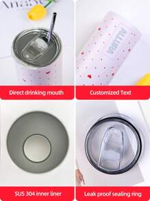 1PC Love Polka Dot Insulated Travel Mug, Easy To Clean Reusable Water Bottle, Double Layer Vacuum Insulated Bottle - Gifts For Girls, Valentine's Day Gifts, Birthday Gifts, Holiday Party Favors, Parties And Outdoor Use